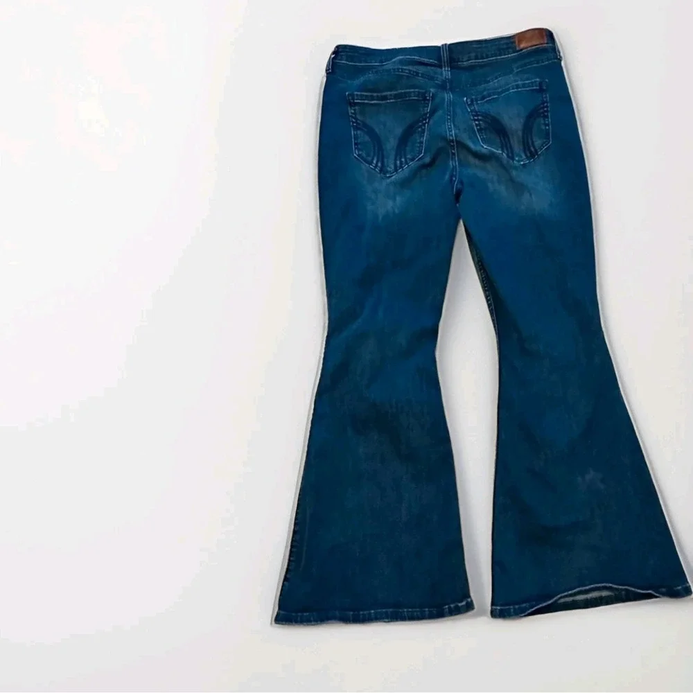 Y2K Hollister Grunge Flare Jeans Distressed High Rise Bell Bottom Denim‎ 16R W33
